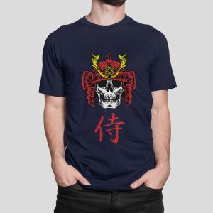 Μπλούζα με εκτύπωση , Samurai Skull (10018) - French Navy (319)