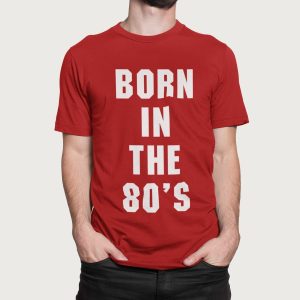 Μπλουζάκι με στάμπα , Born in the 80's (10055) - Red (145)