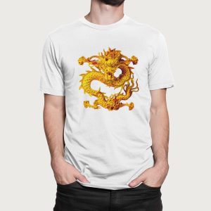 Μπλουζάκι με στάμπα ,Golden Dragon (10056) - White (102)