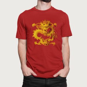 Μπλουζάκι με στάμπα ,Golden Dragon (10056) - Red (145)