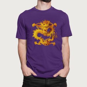 Μπλουζάκι με στάμπα ,Golden Dragon (10056) - Dark Purple (712)