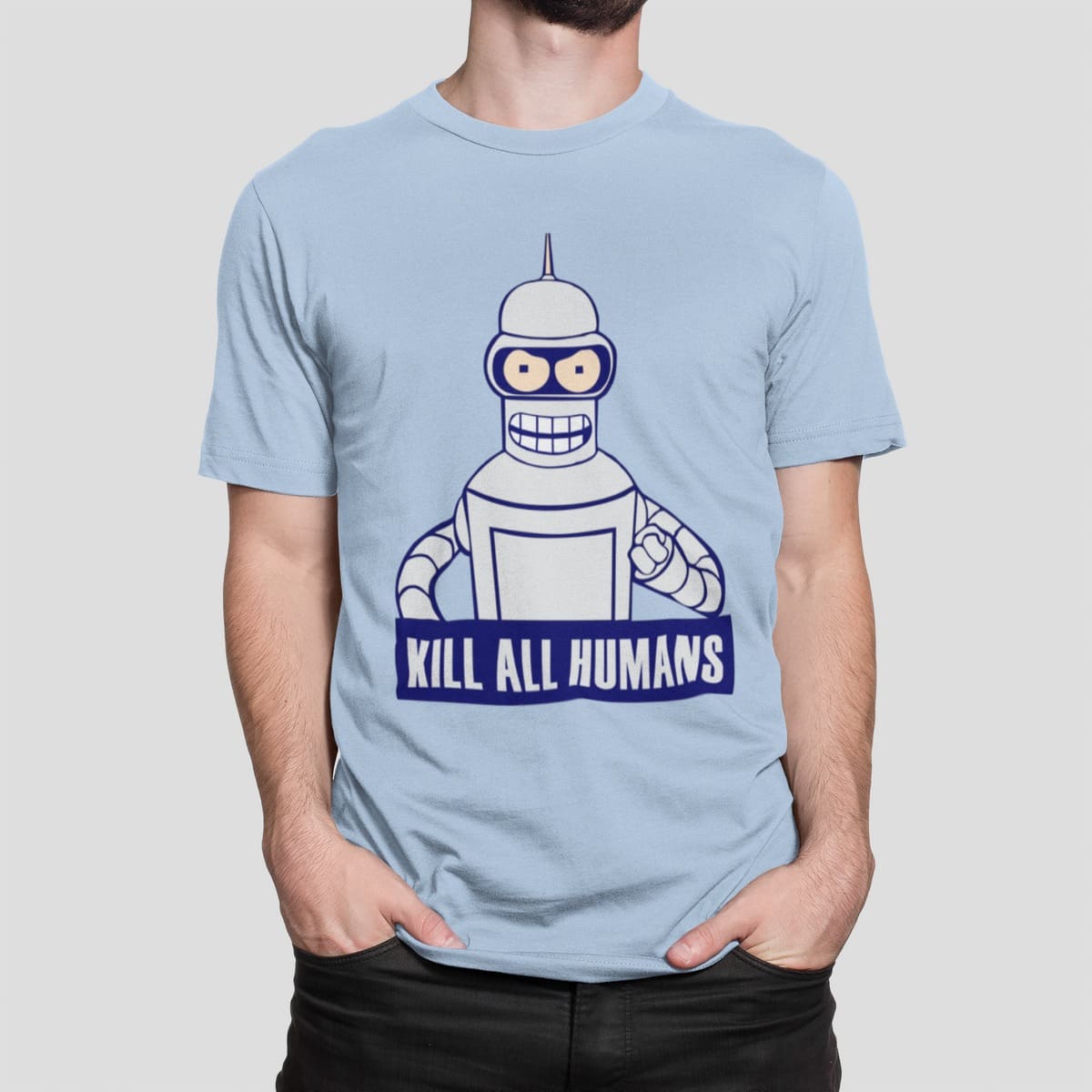 Mplouza me stampa , Kill All Humans (10079) - Sky Blue (220)