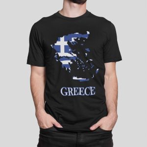 Μπλούζα με στάμπα , Greek Map (10091) - Black (309)