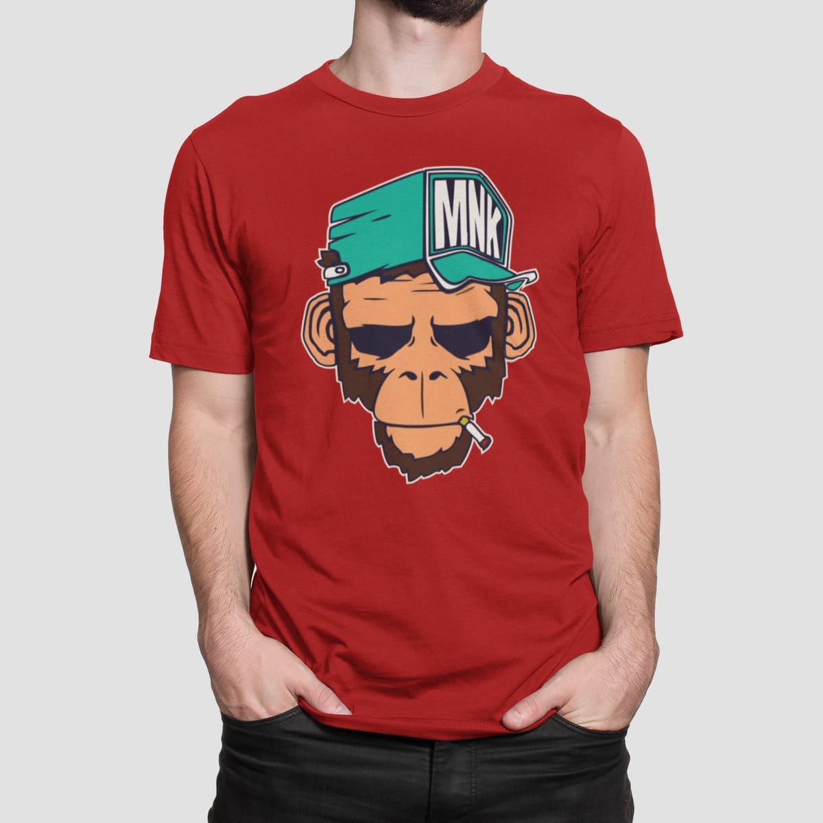 Μπλούζα με στάμπα, Monkey (10132) - Red (145)