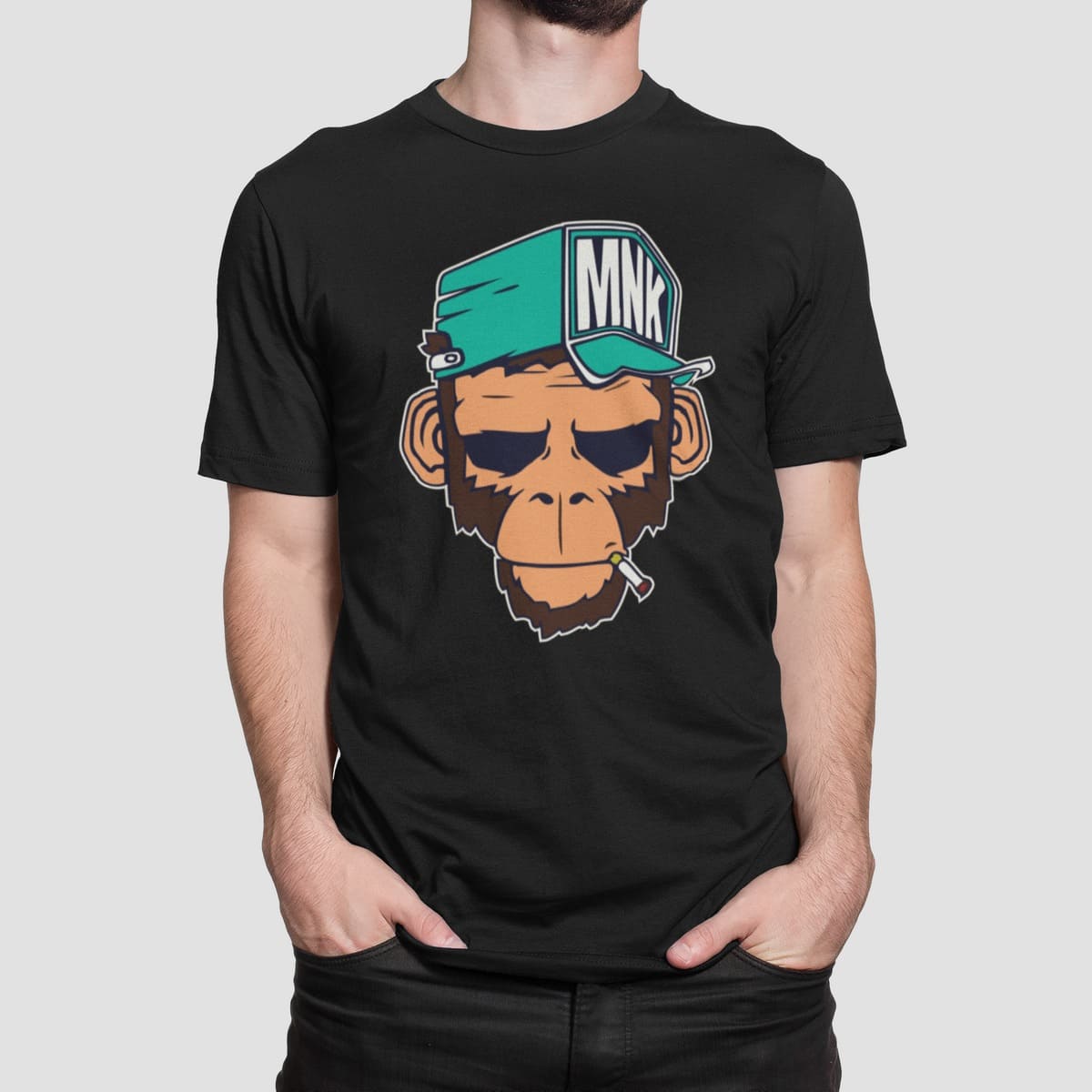 Μπλούζα με στάμπα, Monkey (10132) - Black (309)