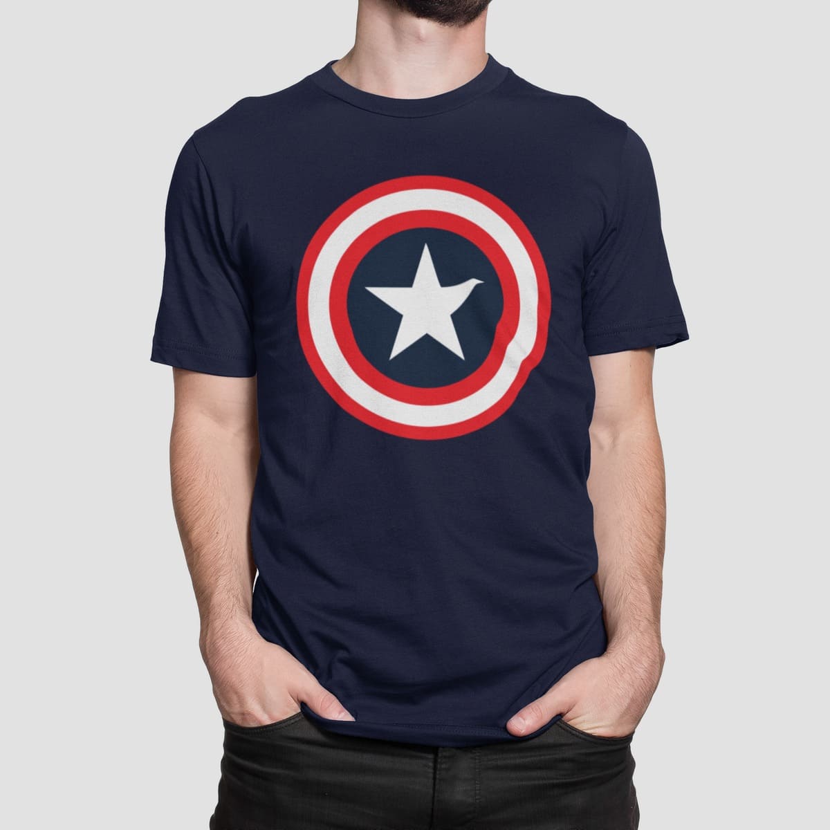 Μπλούζα με στάμπα , Captain America (10140) - French Navy (319)