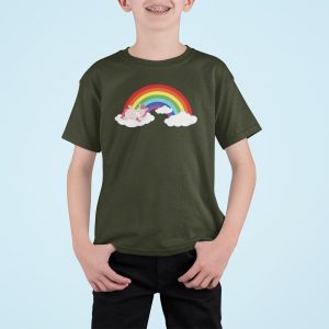 Μπλουζάκι με στάμπα, Unicorn Rainbow (10211) - Army (269)