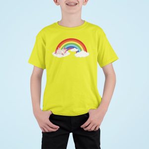 Μπλουζάκι με στάμπα, Unicorn Rainbow (10211) - Lemon (302)