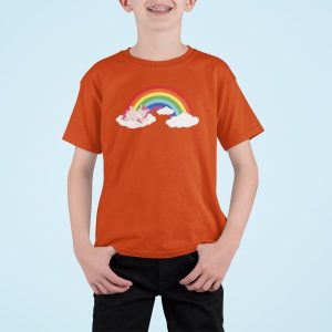 Μπλουζάκι με στάμπα, Unicorn Rainbow (10211) - Orange (400)