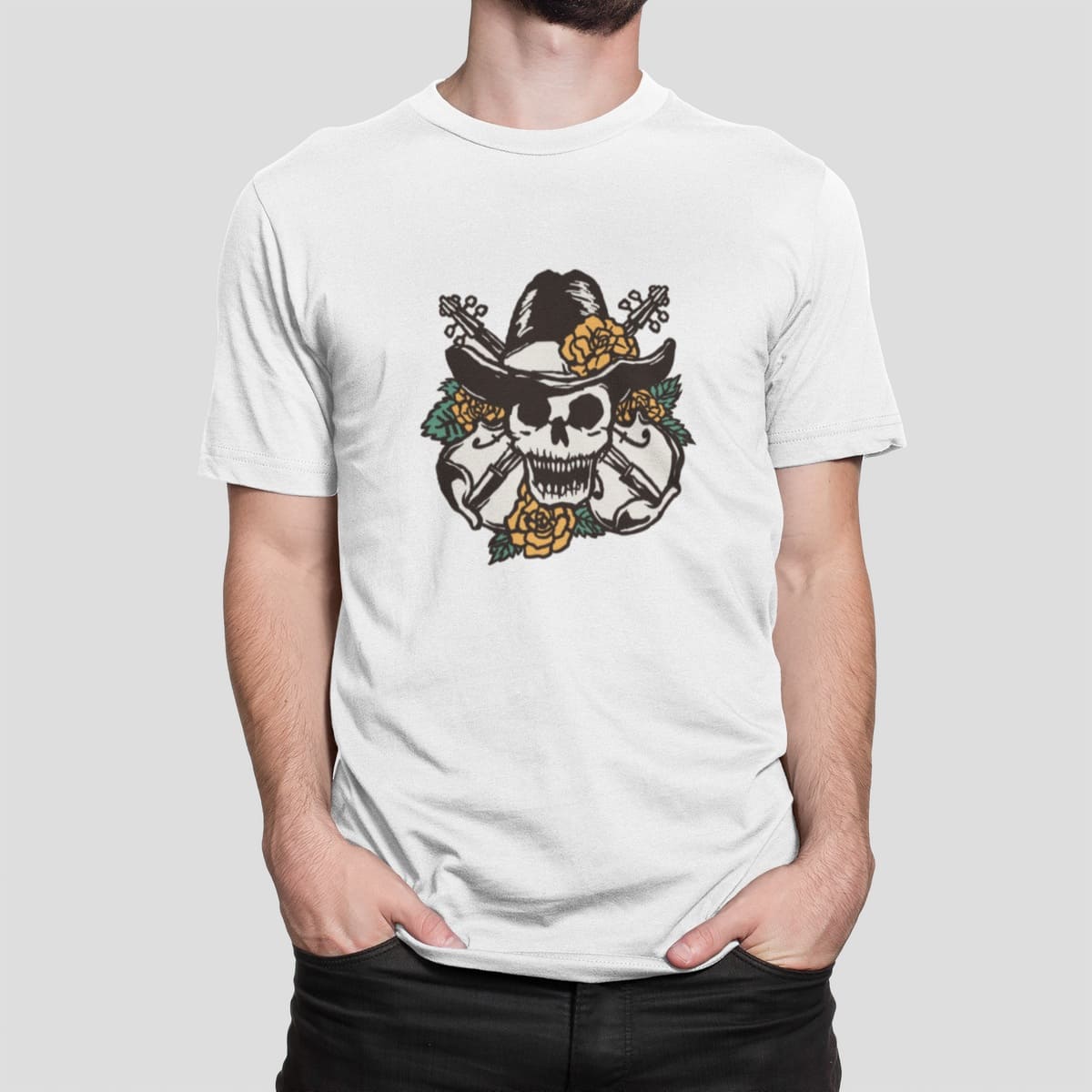 Στάμπα για μπλούζα Skull Cowboy (10263) - White (102)