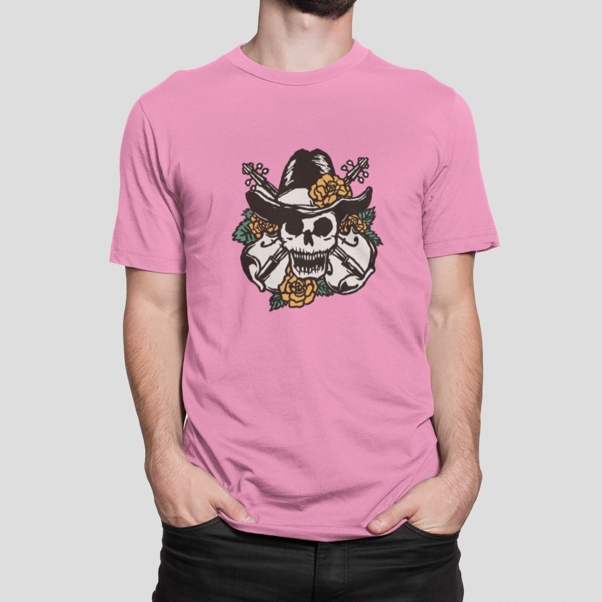 Στάμπα για μπλούζα Skull Cowboy (10263) - Pink (136)