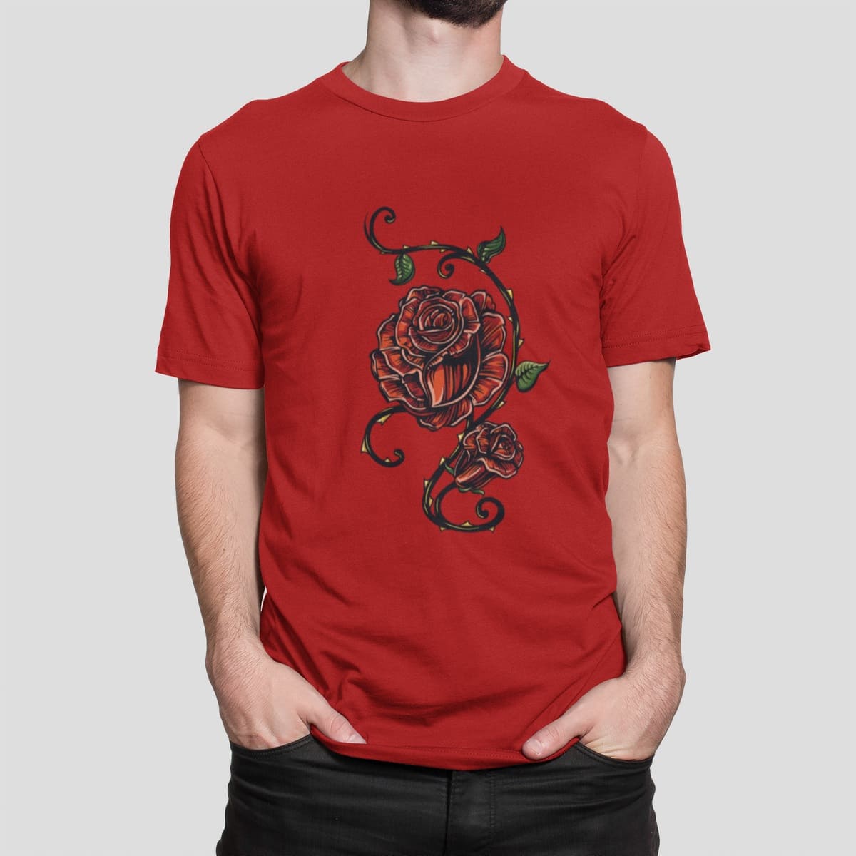 Στάμπα για μπλούζα, Rose with Thorns (10280) - Red (145)