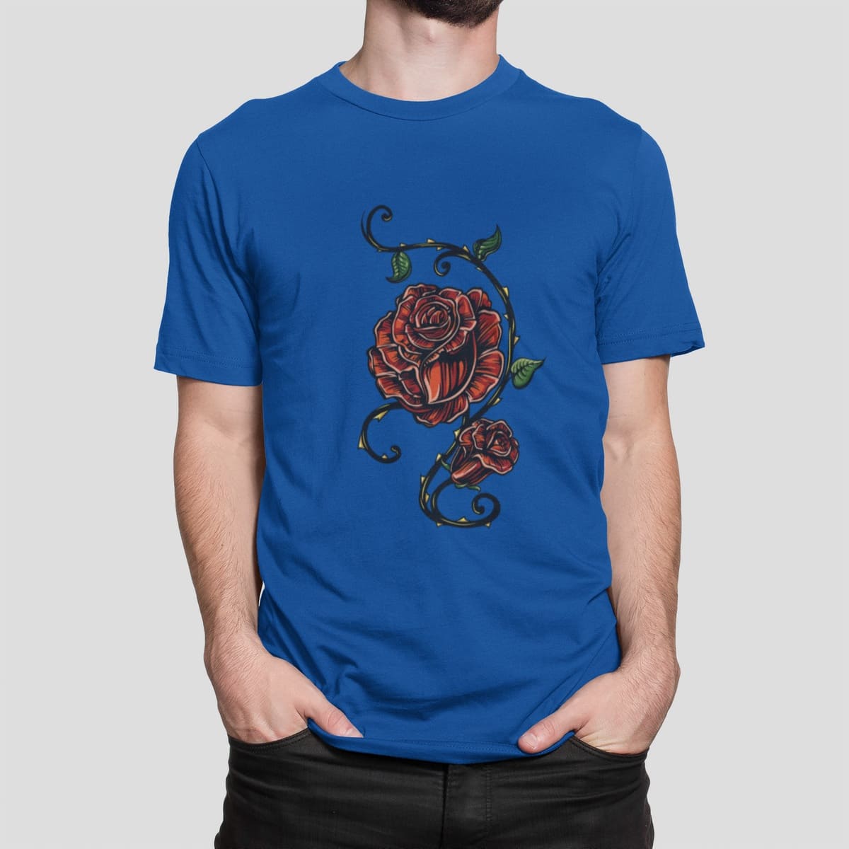 Στάμπα για μπλούζα, Rose with Thorns (10280) - Royal Blue (241)