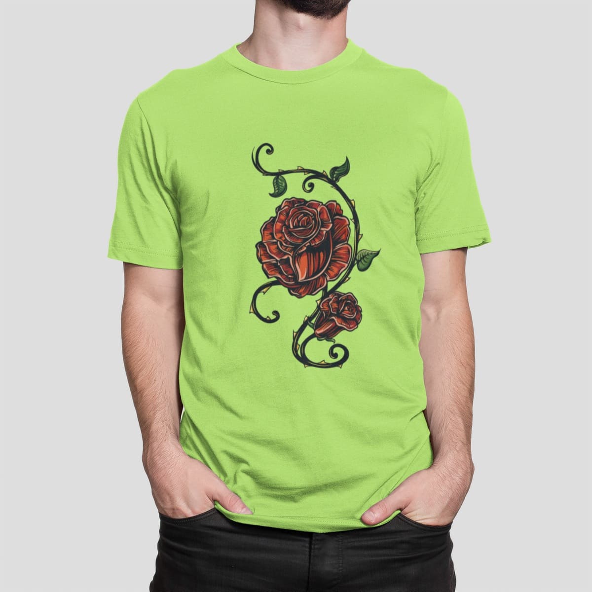 Στάμπα για μπλούζα, Rose with Thorns (10280) - Apple Green (280)