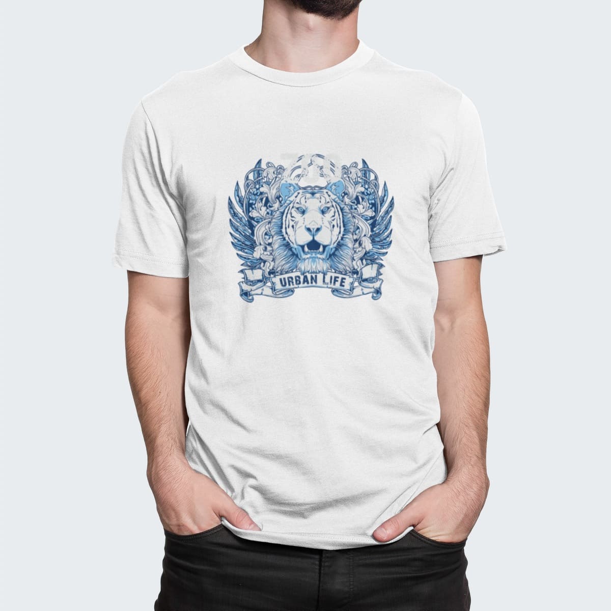 Στάμπα για μπλούζα, Urban Life Lion (10306) - White (102)