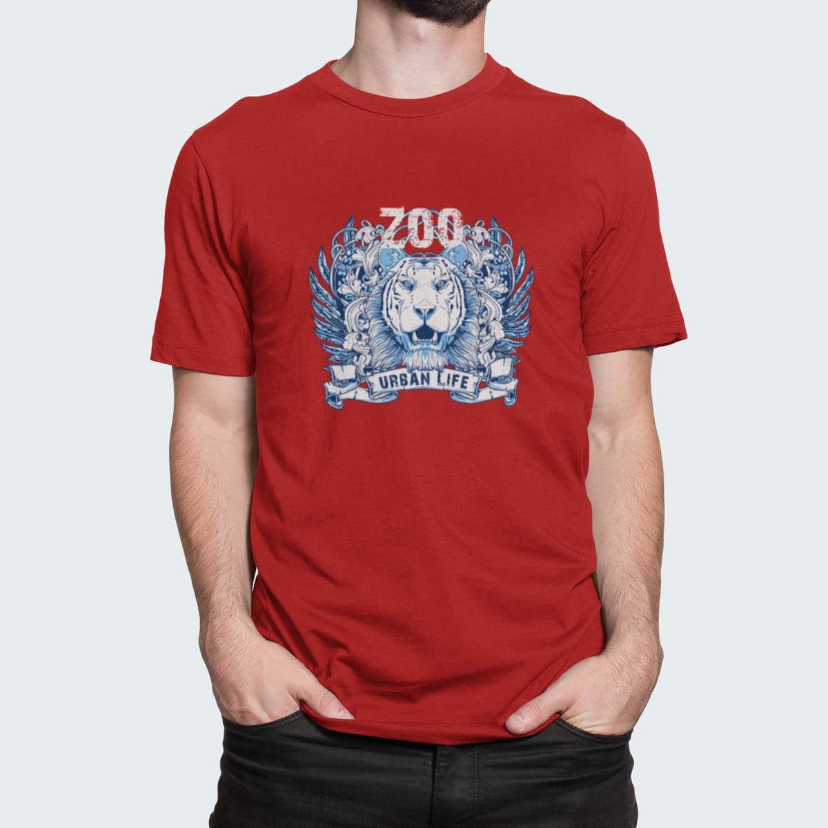 Στάμπα για μπλούζα, Urban Life Lion (10306) - Red (145)