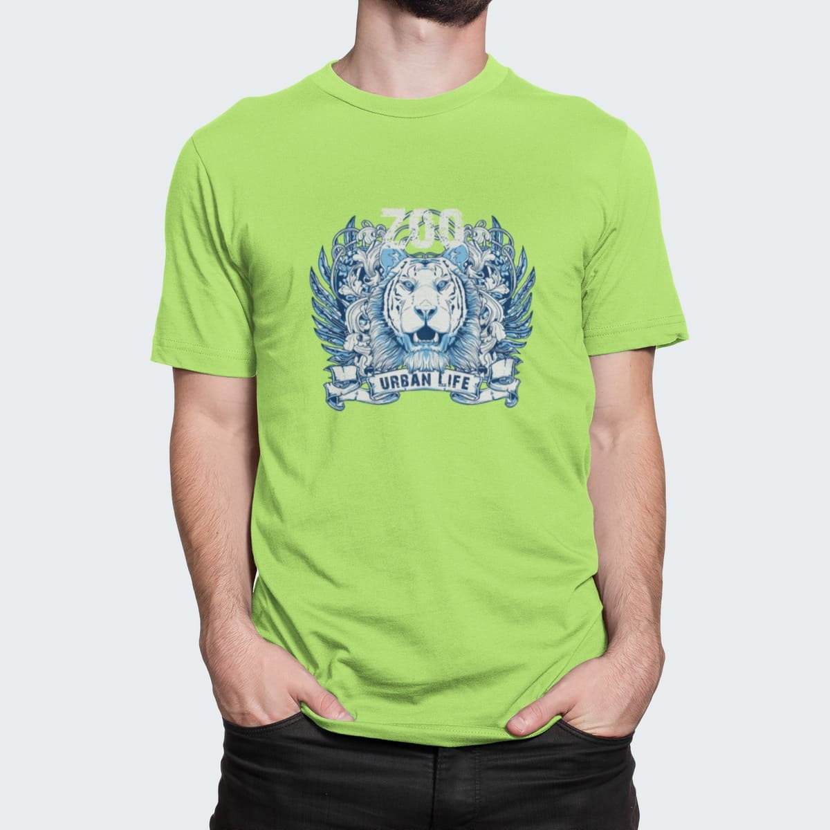 Στάμπα για μπλούζα, Urban Life Lion (10306) - Apple Green (280)