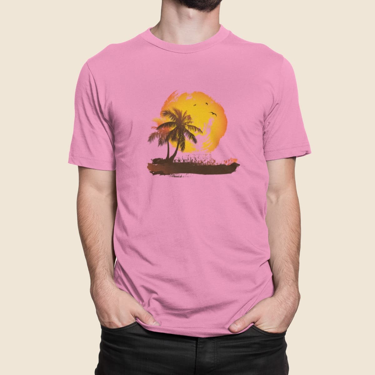 Στάμπα για μπλούζα, palm tree (10317) - Pink (136)