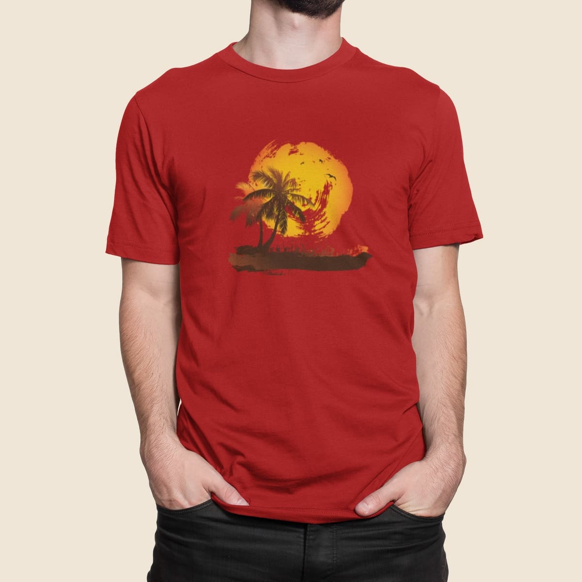 Στάμπα για μπλούζα, palm tree (10317) - Red (145)