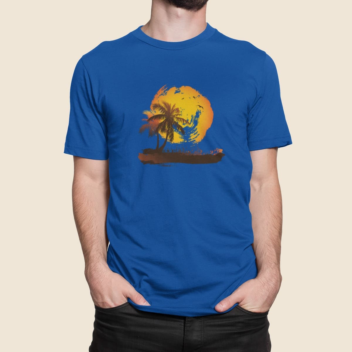 Στάμπα για μπλούζα, palm tree (10317) - Royal Blue (241)