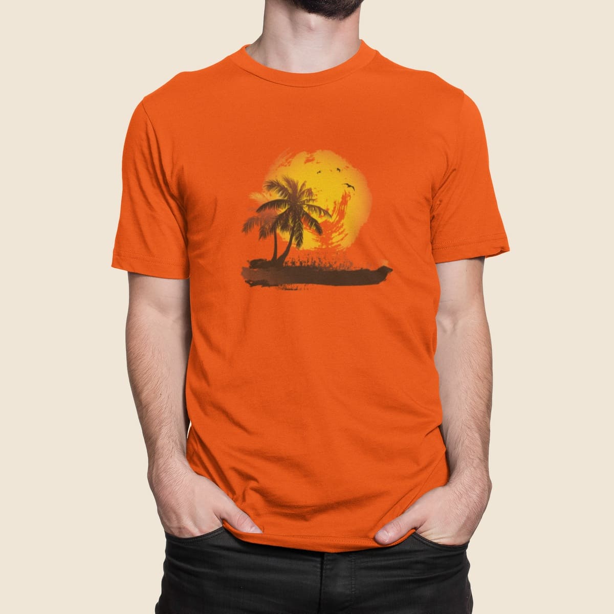 Στάμπα για μπλούζα, palm tree (10317) - Orange (400)