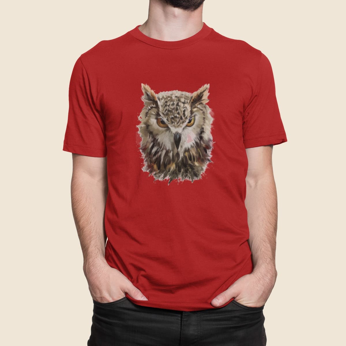Στάμπα για μπλούζα, Owl (10324) - Red (145)