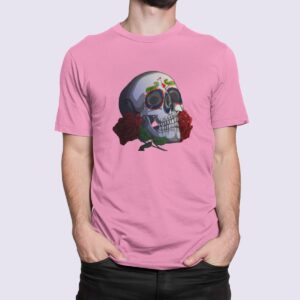 Στάμπα για μπλούζα, rose skull (10340) - Pink (136)