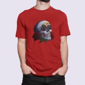 Στάμπα για μπλούζα, rose skull (10340) - Red (145)