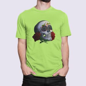 Στάμπα για μπλούζα, rose skull (10340) - Apple Green (280)