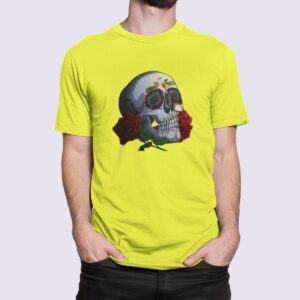 Στάμπα για μπλούζα, rose skull (10340) - Lemon (302)