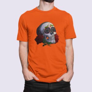 Στάμπα για μπλούζα, rose skull (10340) - Orange (400)