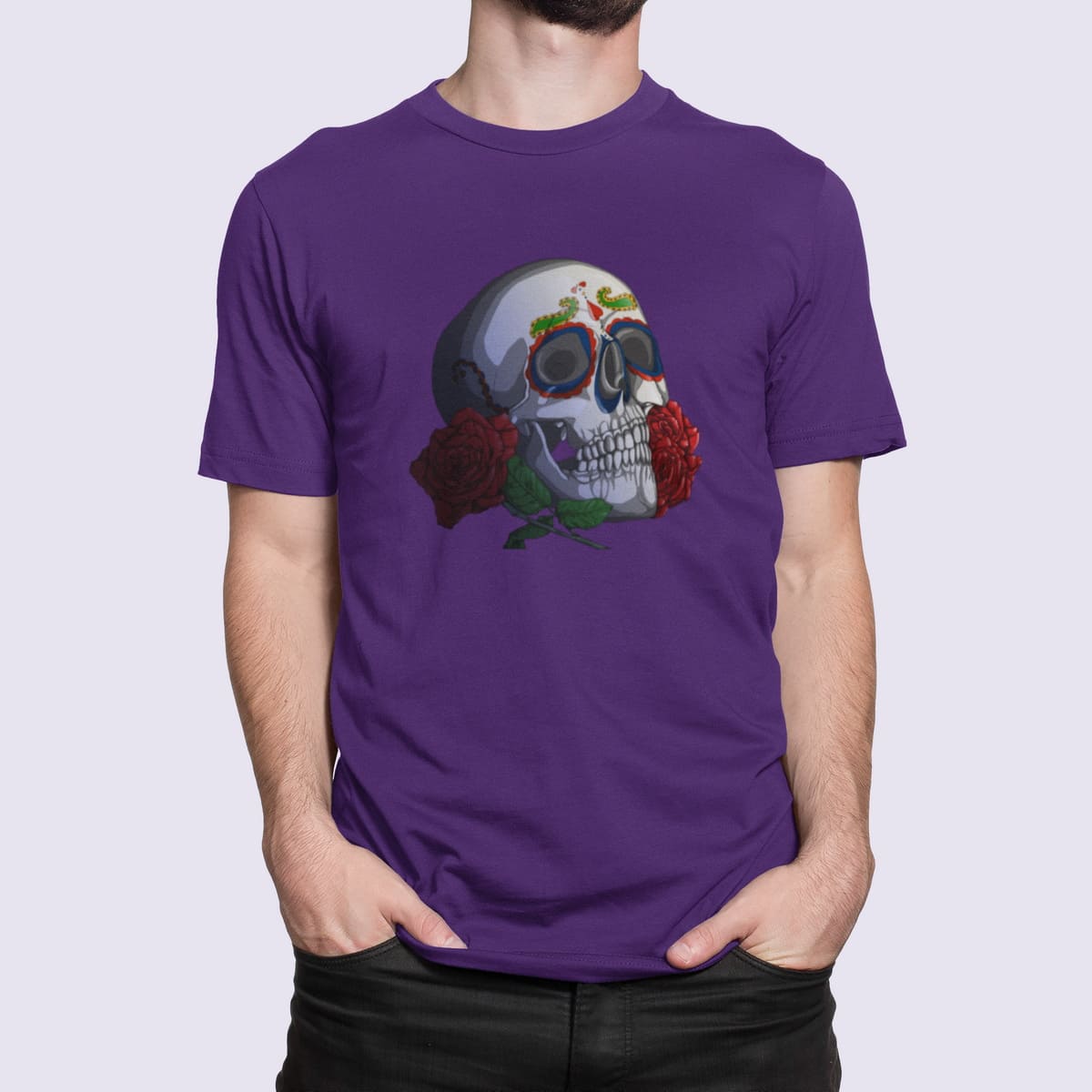 Στάμπα για μπλούζα, rose skull (10340) - Dark Purple (712)