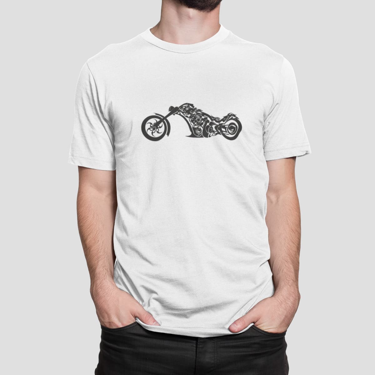 Στάμπα για μπλούζα, Motorcycle (10354) - White (102)