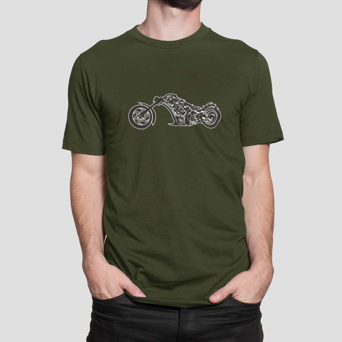 Στάμπα για μπλούζα, Motorcycle (10354) - Army (269)