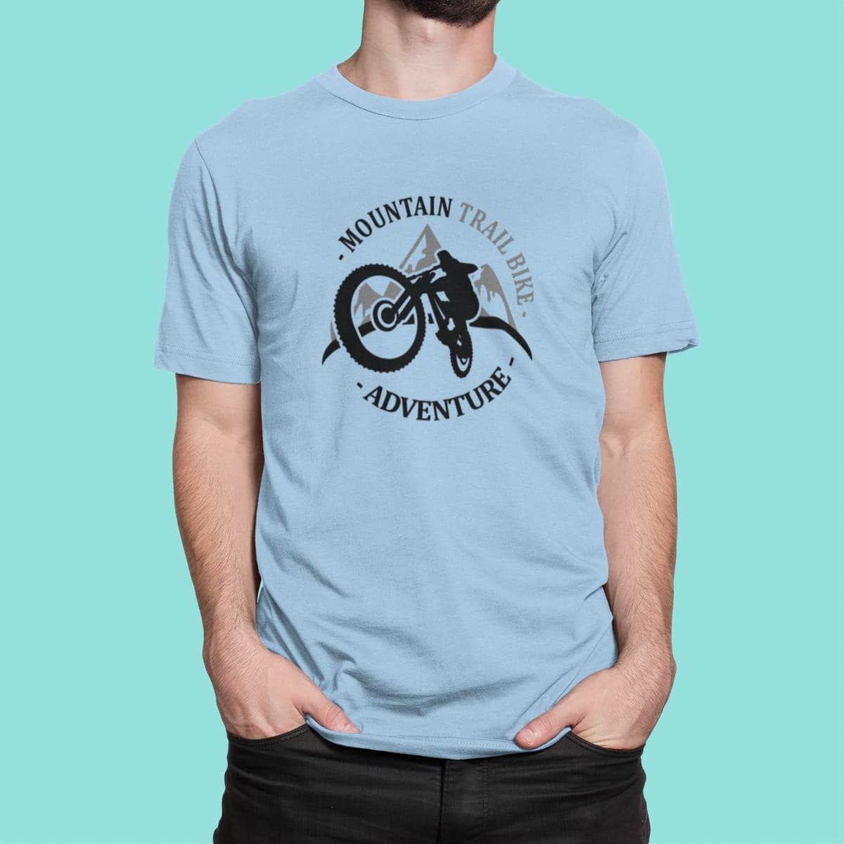 Στάμπα για μπλούζα, Mountain bike trail adventure (10358) - Sky Blue (220)