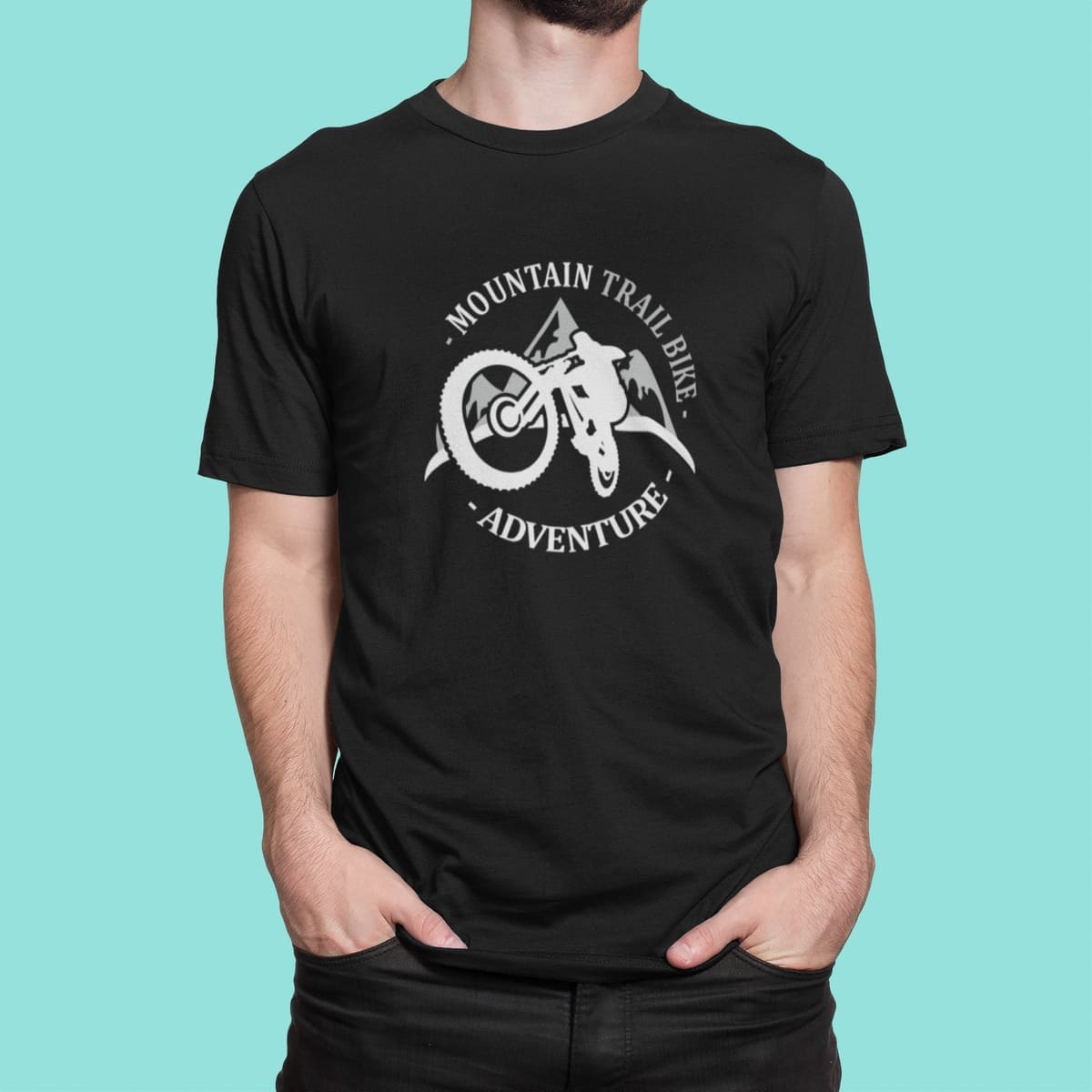 Στάμπα για μπλούζα, Mountain bike trail adventure (10358) - Black (309)