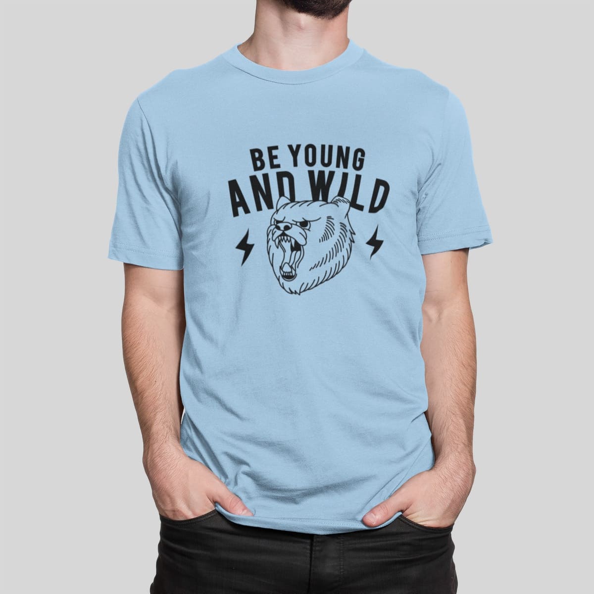 Στάμπα για μπλούζα, Be young and wild (10389) - Sky Blue (220)