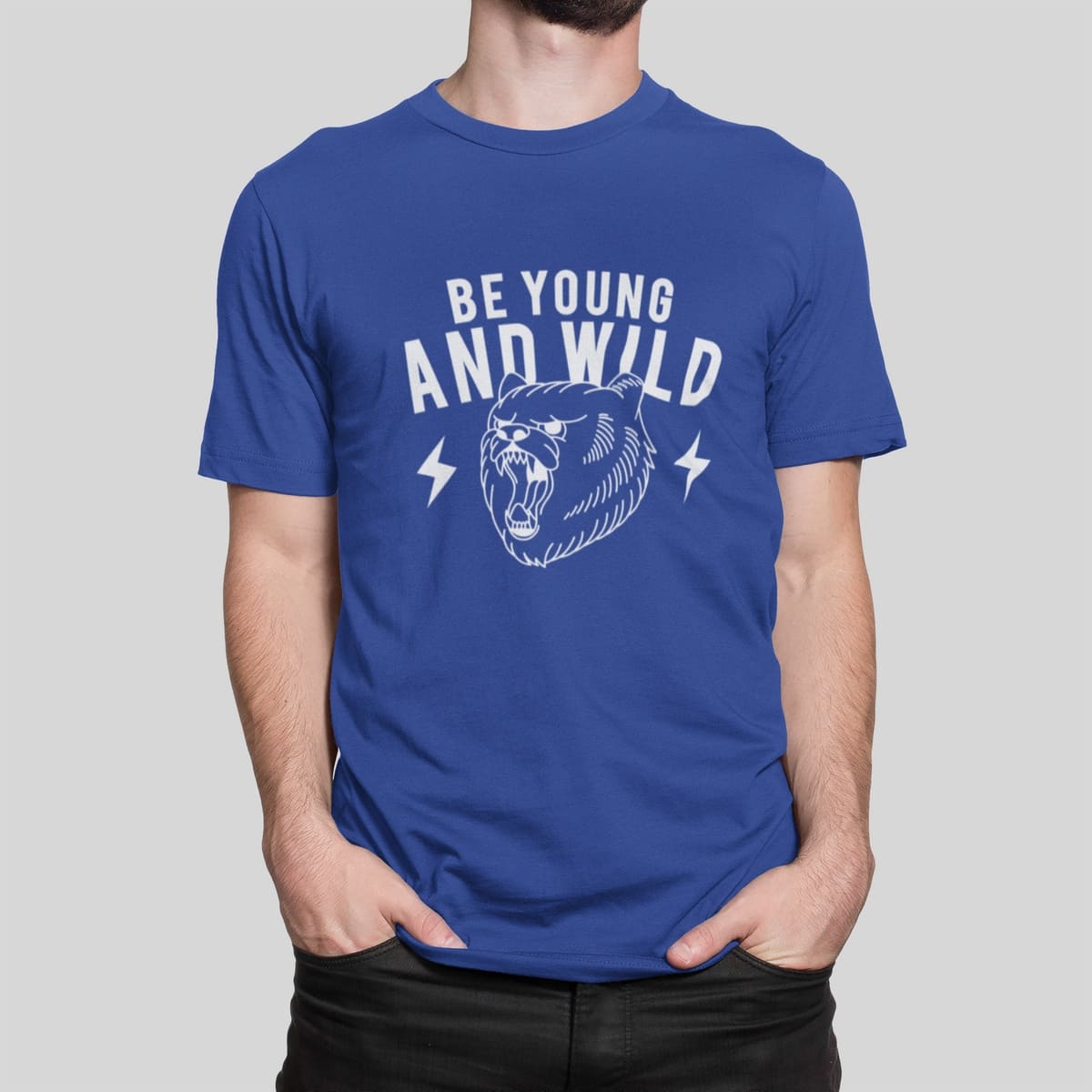 Στάμπα για μπλούζα, Be young and wild (10389) - Royal Blue (241)