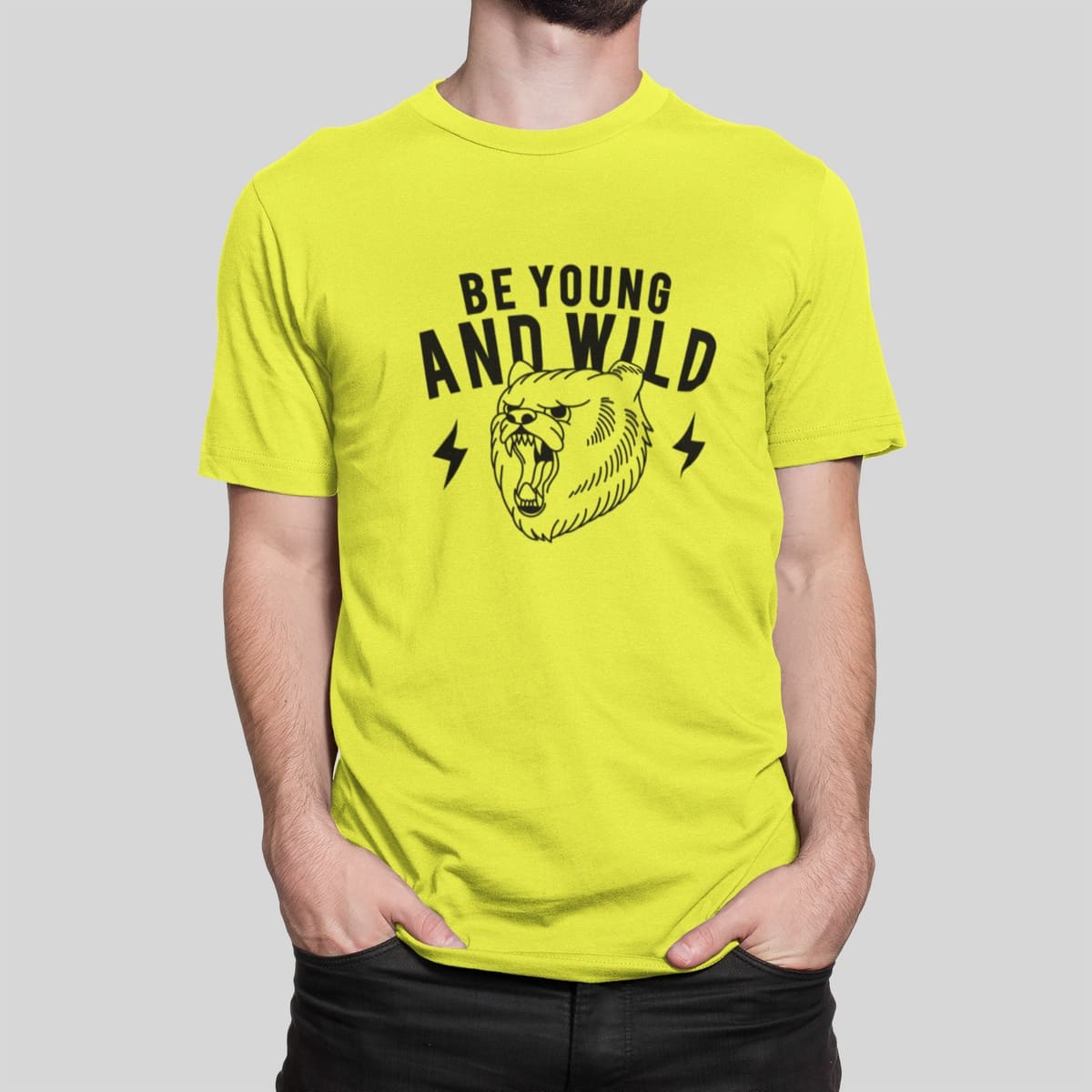 Στάμπα για μπλούζα, Be young and wild (10389) - Lemon (302)