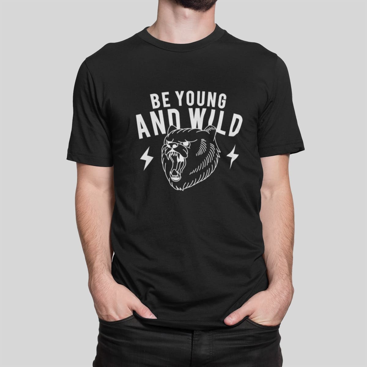 Στάμπα για μπλούζα, Be young and wild (10389) - Black (309)