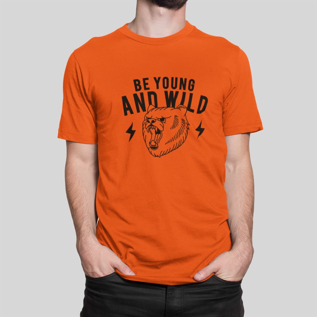 Στάμπα για μπλούζα, Be young and wild (10389) - Orange (400)