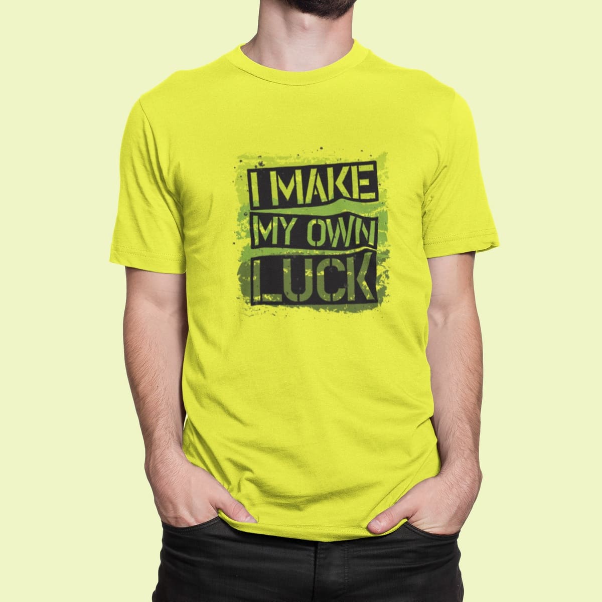 Στάμπα για μπλούζα, I make my own luck (10390) - Lemon (302)