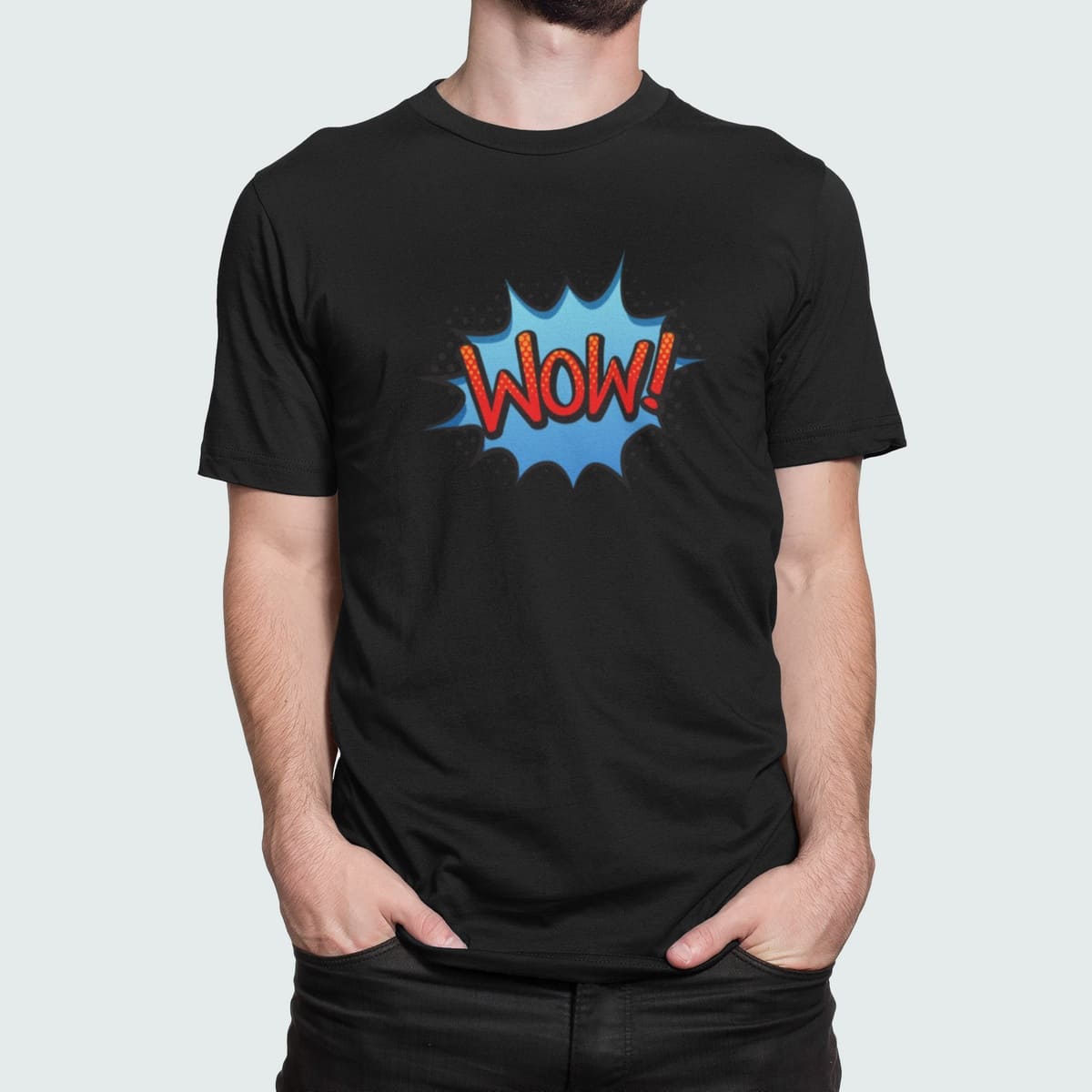 Στάμπα για μπλούζα, Wow cartoon style (10401) - Black (309)