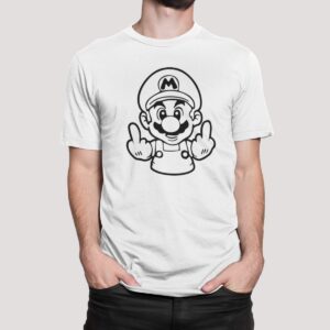 Στάμπα για μπλούζα, Fuck Off Super Mario (10179) - White (102)