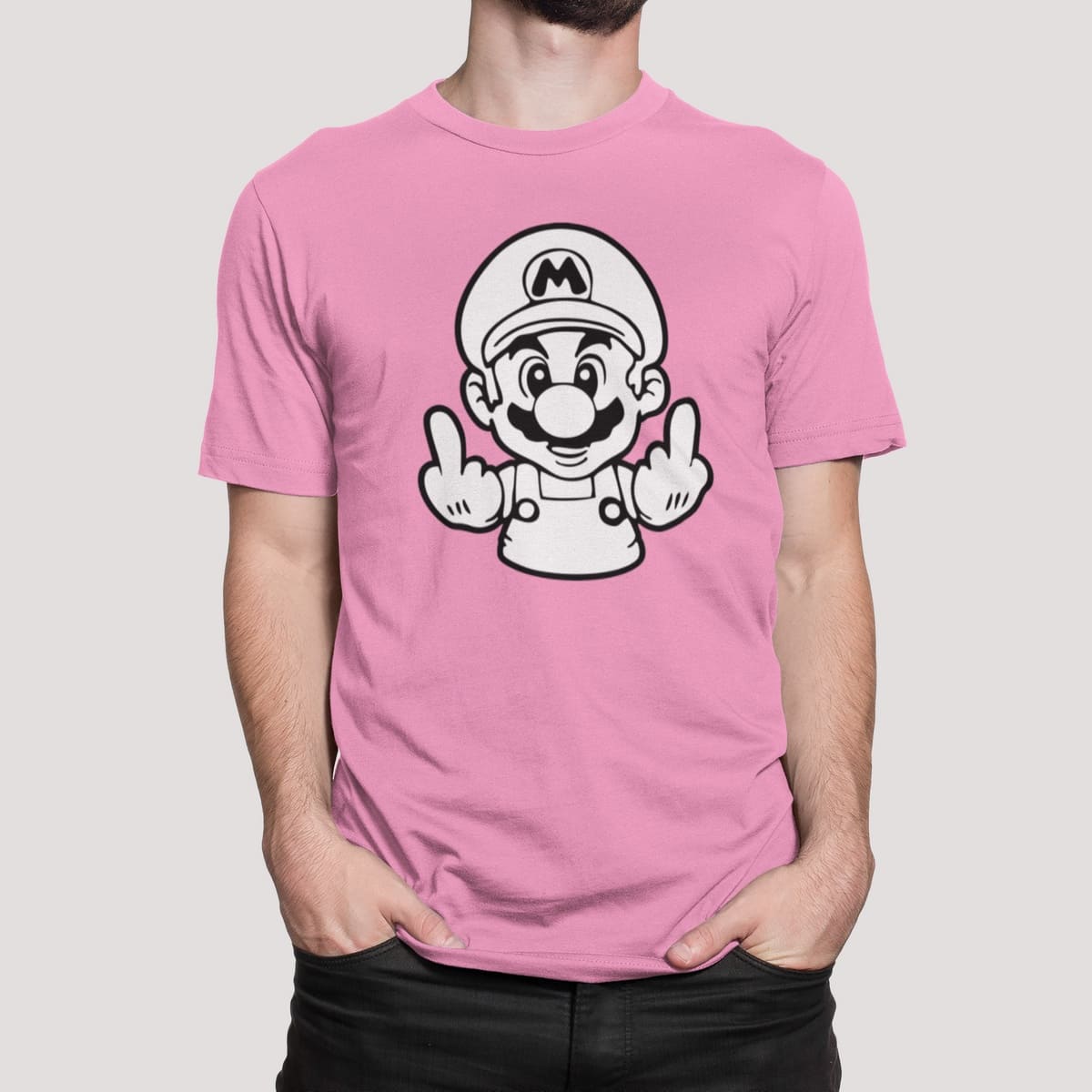 Στάμπα για μπλούζα, Fuck Off Super Mario (10179) - Pink (136)