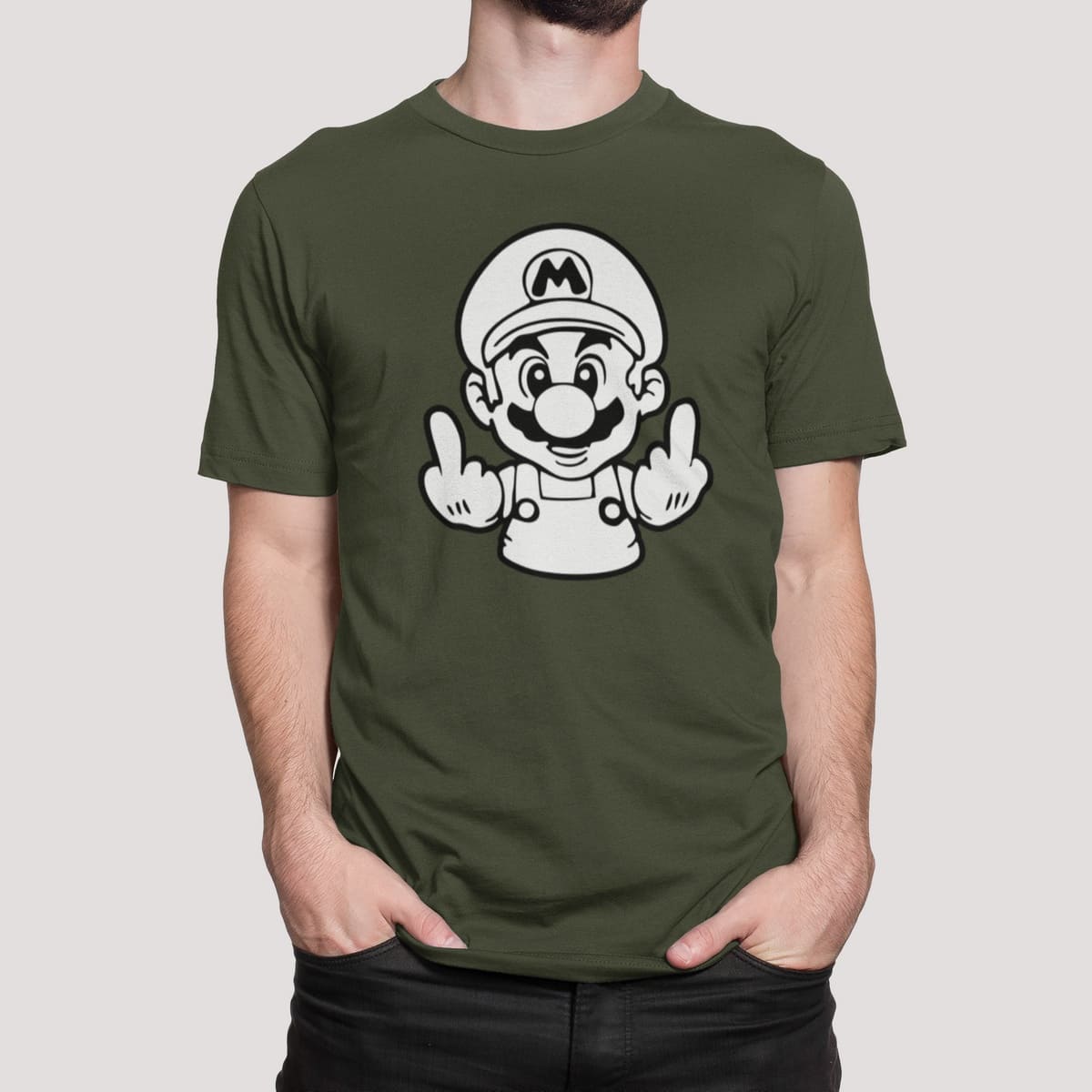 Στάμπα για μπλούζα, Fuck Off Super Mario (10179) - Army (269)