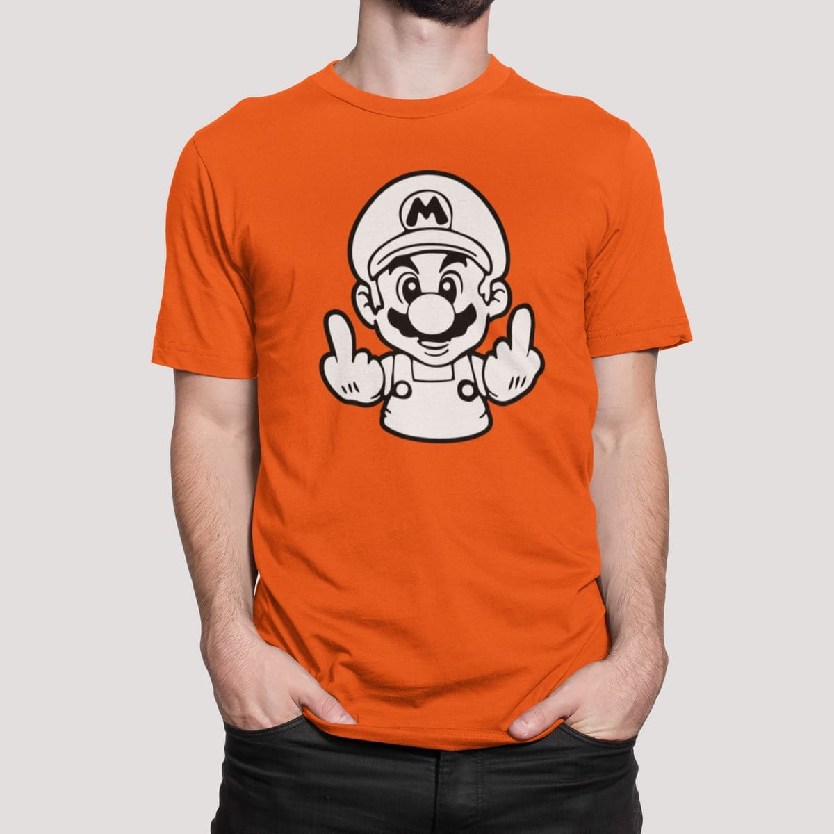 Στάμπα για μπλούζα, Fuck Off Super Mario (10179) - Orange (400)