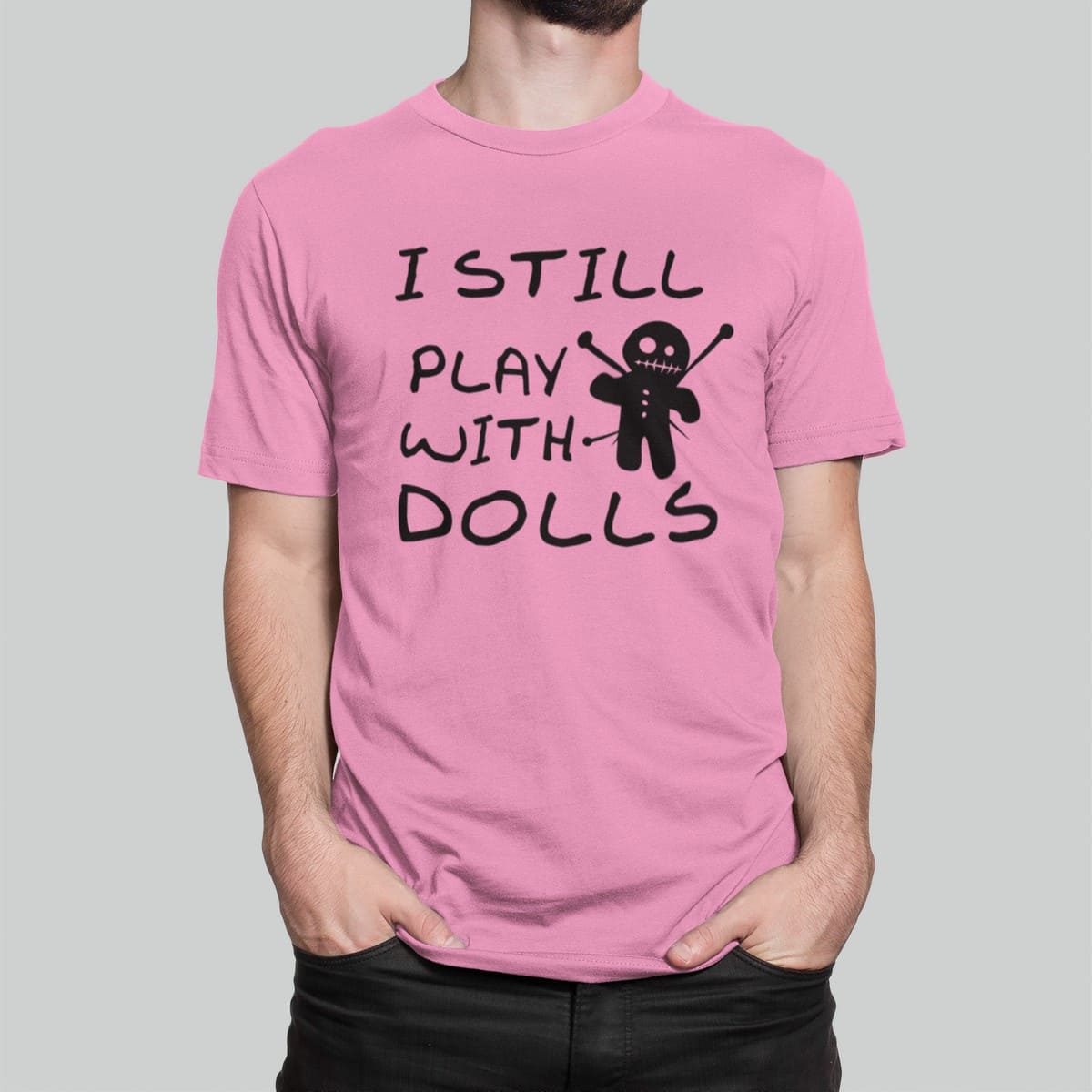 Στάμπα για μπλούζα, I still play with dolls (10200) - Pink (136)