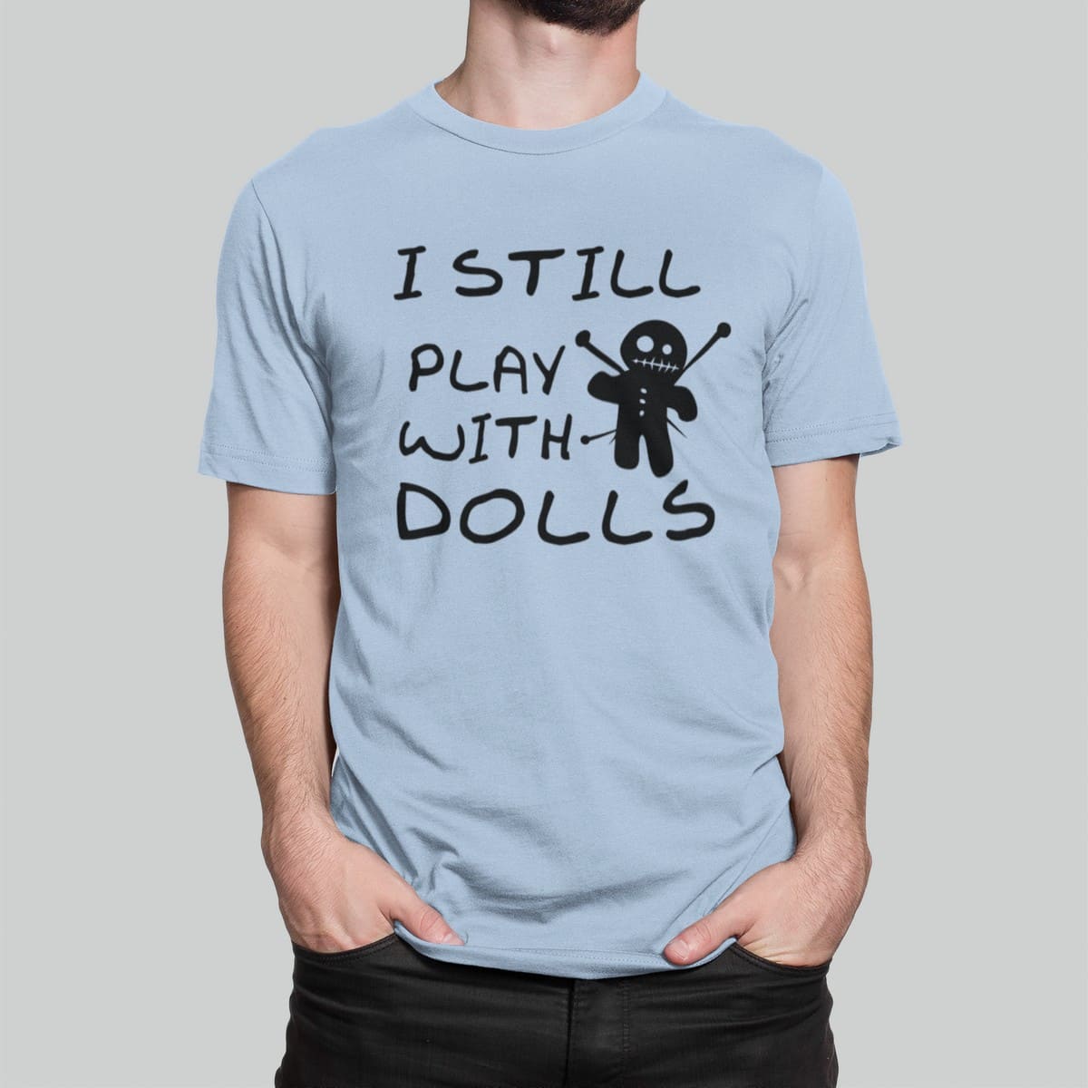 Στάμπα για μπλούζα, I still play with dolls (10200) - Sky Blue (220)