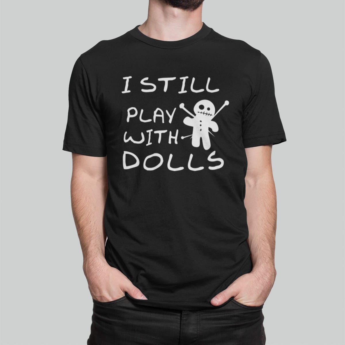 Στάμπα για μπλούζα, I still play with dolls (10200) - Black (309)